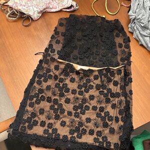 Black Floral Lace Pencil Skirt - Women